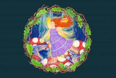 Fairy illustration in a circle