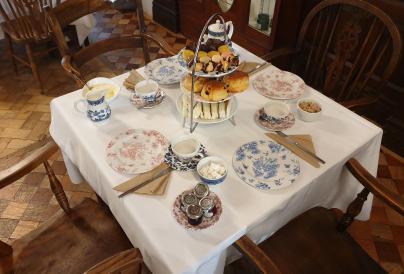 Afternoon tea laid out on a table